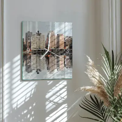 Vierkante glazen wandklok Horizon