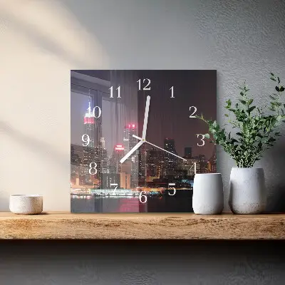 Moderne wandklok glas vierkant Horizon