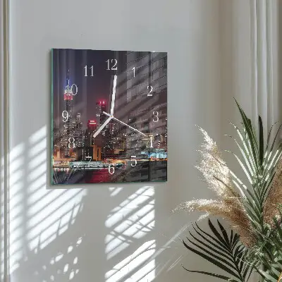 Moderne wandklok glas vierkant Horizon