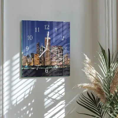 Vierkante glazen wandklok Horizon