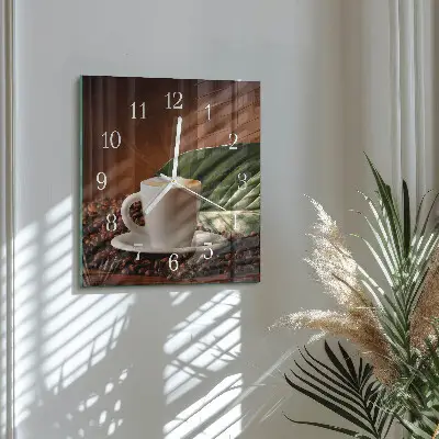 Vierkante glazen klok Een kopje koffie