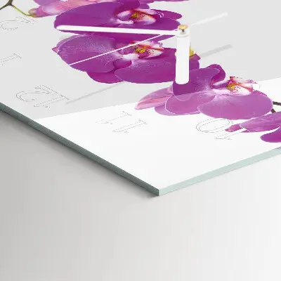 Moderne wandklok glas vierkant Orchidee