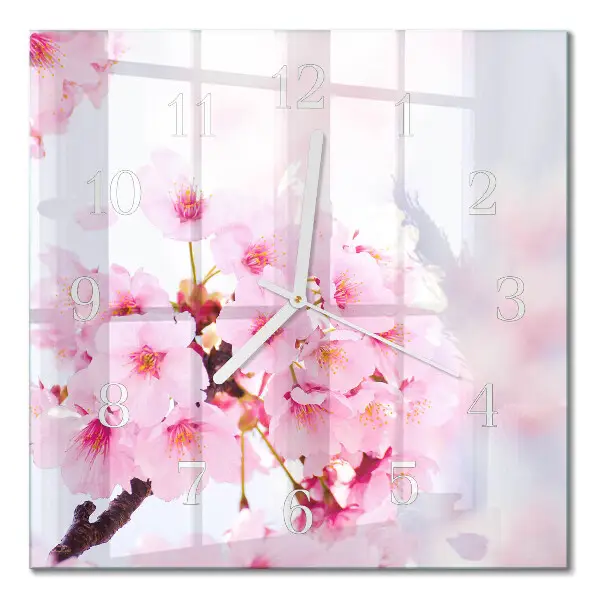 Vierkante glas klok Bloemen