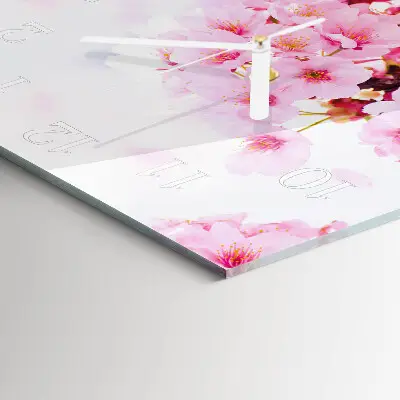 Vierkante glas klok Bloemen