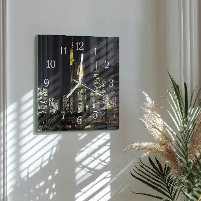 Vierkante glazen wandklok Horizon