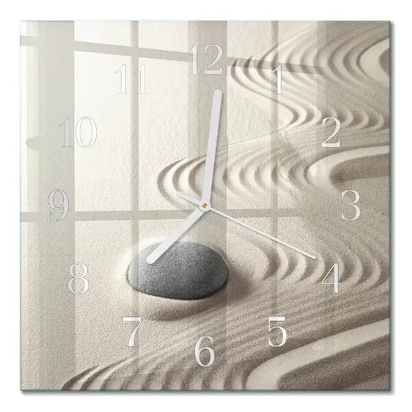 Moderne wandklok glas vierkant Steenzand