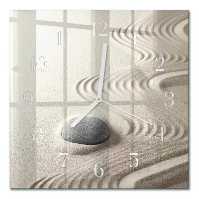 Moderne wandklok glas vierkant Steenzand