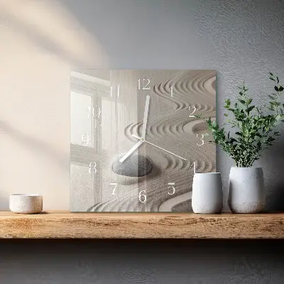 Moderne wandklok glas vierkant Steenzand