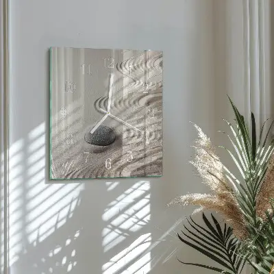 Moderne wandklok glas vierkant Steenzand