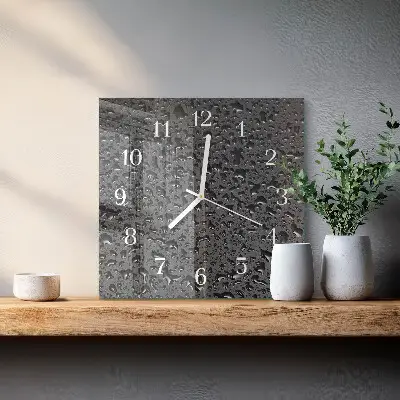 Vierkante glas klok Waterdruppels