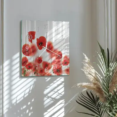 Decoratieve glazen klok vierkant Klaprozen