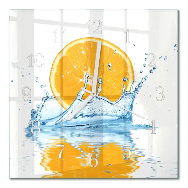 Moderne wandklok glas vierkant Sinaasappelwater