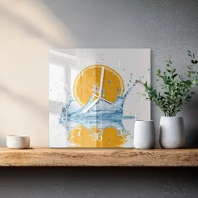 Moderne wandklok glas vierkant Sinaasappelwater
