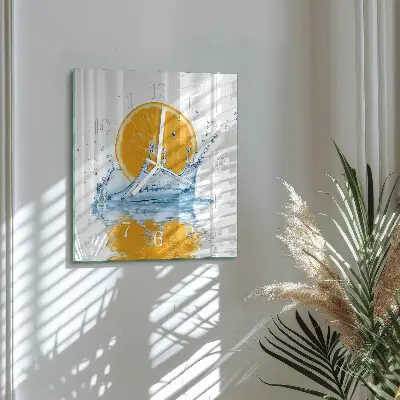Moderne wandklok glas vierkant Sinaasappelwater