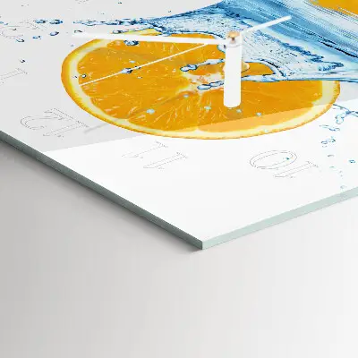 Moderne wandklok glas vierkant Sinaasappelwater