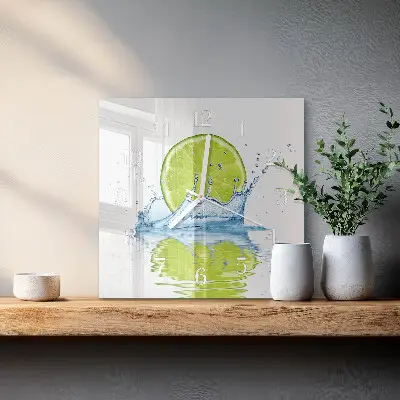 Vierkante glazen klok Water met kalk