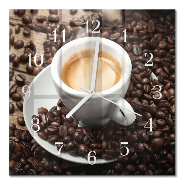 Moderne wandklok glas vierkant Een kopje koffie
