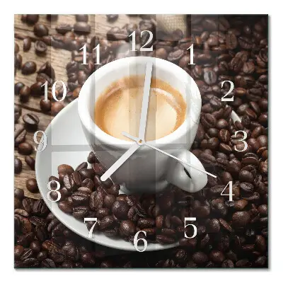 Moderne wandklok glas vierkant Een kopje koffie
