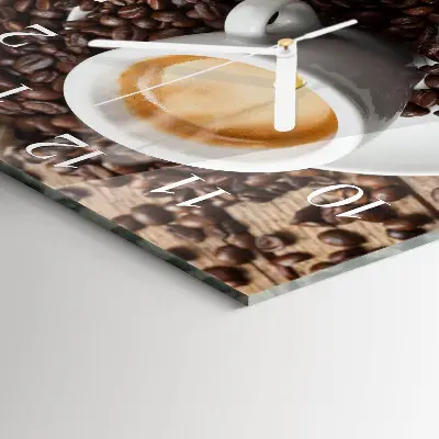 Moderne wandklok glas vierkant Een kopje koffie