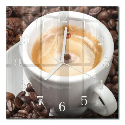 Decoratieve glazen klok vierkant Een kopje koffie