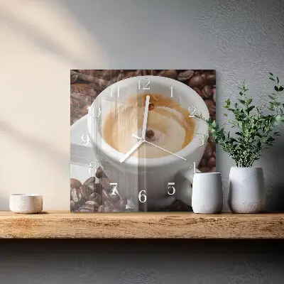 Decoratieve glazen klok vierkant Een kopje koffie