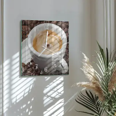 Decoratieve glazen klok vierkant Een kopje koffie