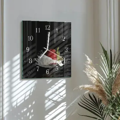 Moderne wandklok glas vierkant Aardbei
