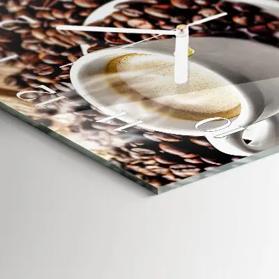Vierkante glas klok Een kopje koffie