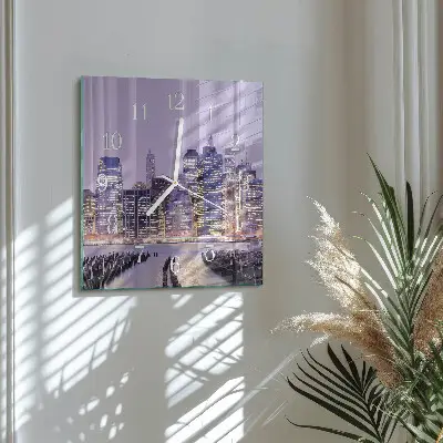 Moderne wandklok glas vierkant Horizon