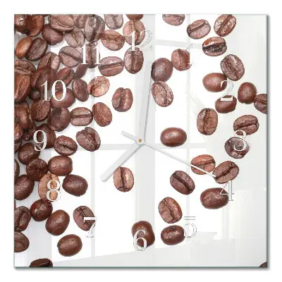 Moderne wandklok glas vierkant Koffiebonen