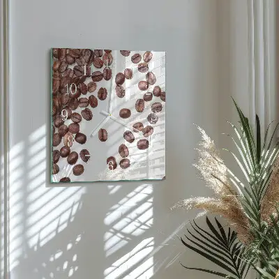 Moderne wandklok glas vierkant Koffiebonen