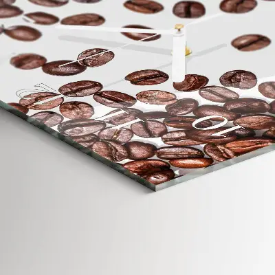 Moderne wandklok glas vierkant Koffiebonen