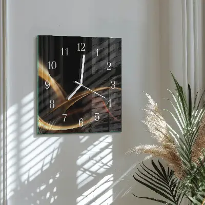 Vierkante glazen wandklok Abstracte lijnen