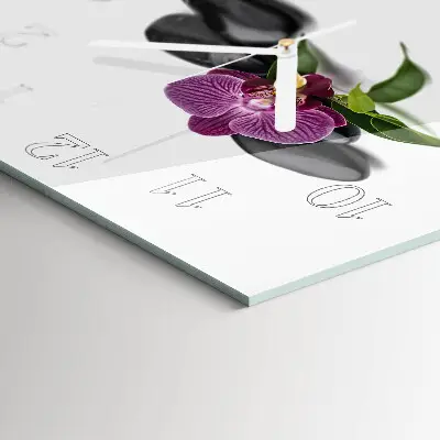 Moderne wandklok glas vierkant Orchidee