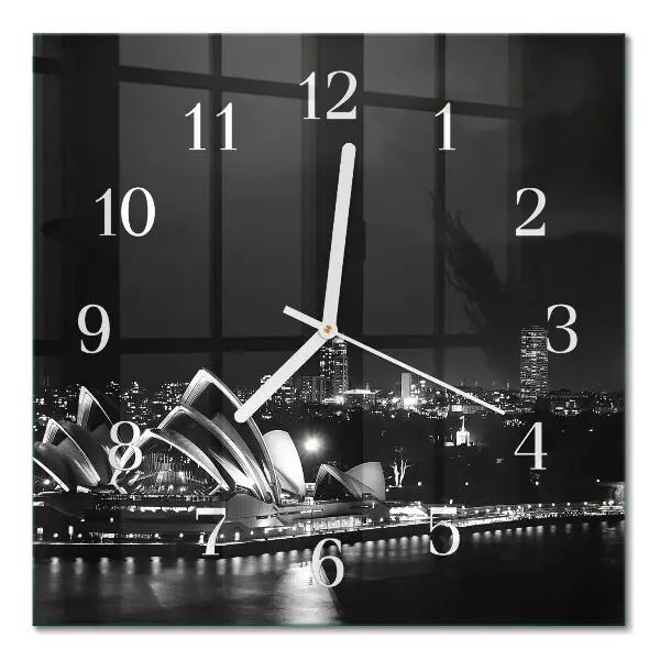 Vierkante glazen wandklok Sydney horizon