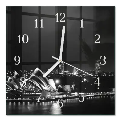 Vierkante glazen wandklok Sydney horizon