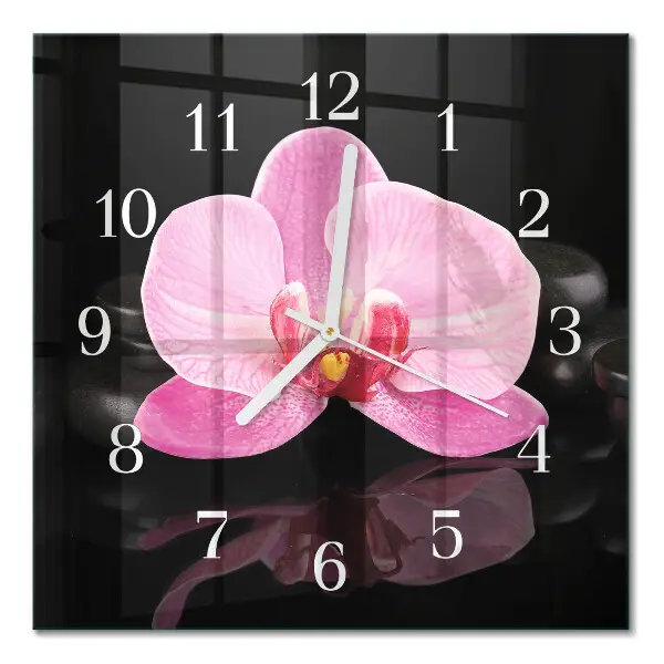 Decoratieve glazen klok vierkant Orchidee