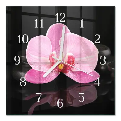 Decoratieve glazen klok vierkant Orchidee
