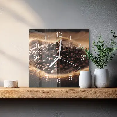 Vierkante glas klok Koffiebonen