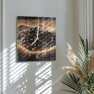 Vierkante glas klok Koffiebonen