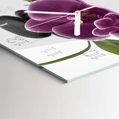 Moderne wandklok glas vierkant Orchidee