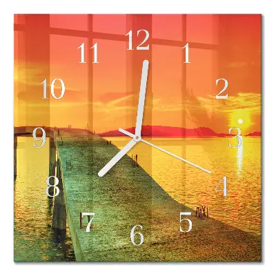 Moderne wandklok glas vierkant Brug