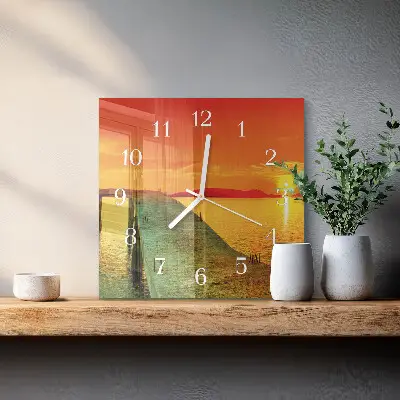 Moderne wandklok glas vierkant Brug