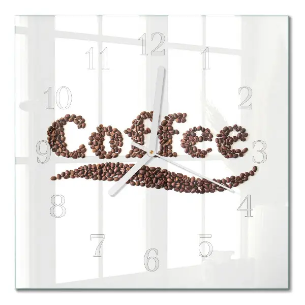 Vierkante glazen wandklok Koffie