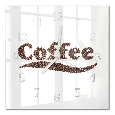 Vierkante glazen wandklok Koffie 