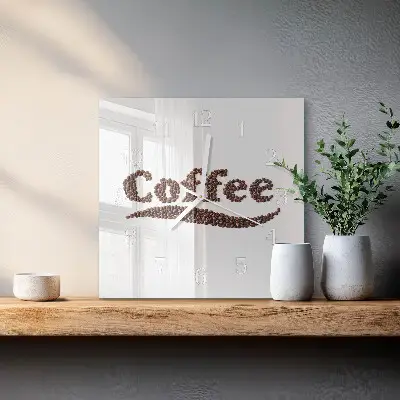 Vierkante glazen wandklok Koffie 