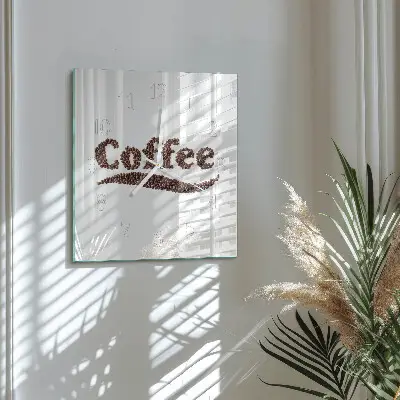 Vierkante glazen wandklok Koffie 