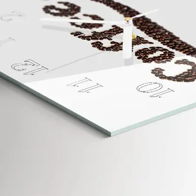 Vierkante glazen wandklok Koffie 