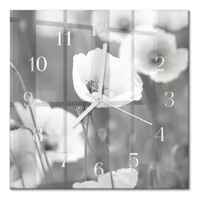 Decoratieve glazen klok vierkant Klaprozen