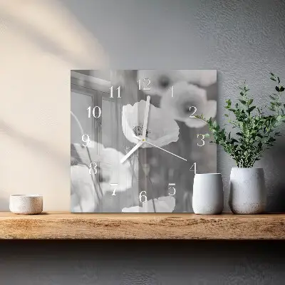Decoratieve glazen klok vierkant Klaprozen